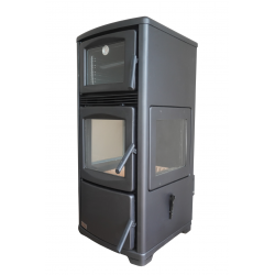 Kompakter Holzofen mit Backrohr, Scheibenspülung und integriertem Thermometer – Modell DKS 19